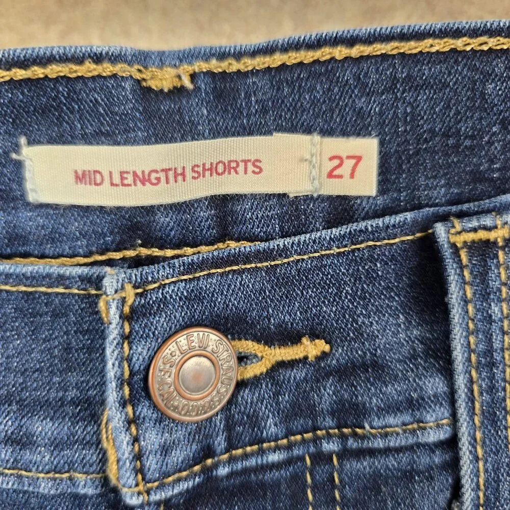 Levis Womens Mid Length Denim Shorts Size 27 - Picture 3 of 5